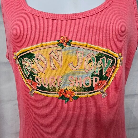 Ron Jon Surf Shop Bubble Gum Pink Ribbed Tank Top Beach Tropical Tikki M - Picture 3 of 9